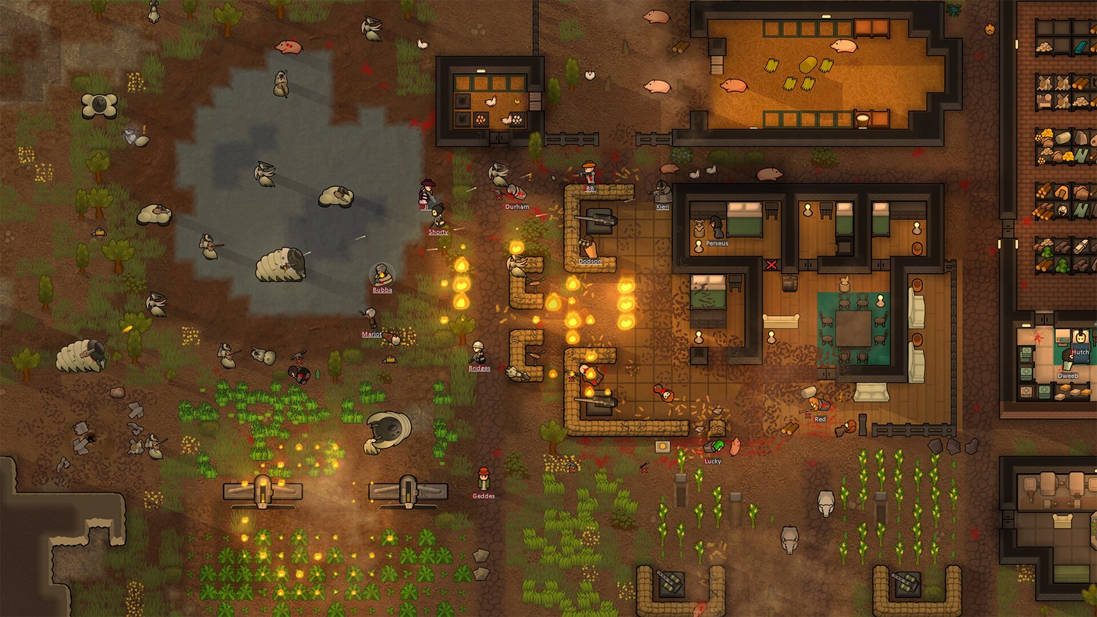 A growing colony with fields, livestock and a few comforts of home