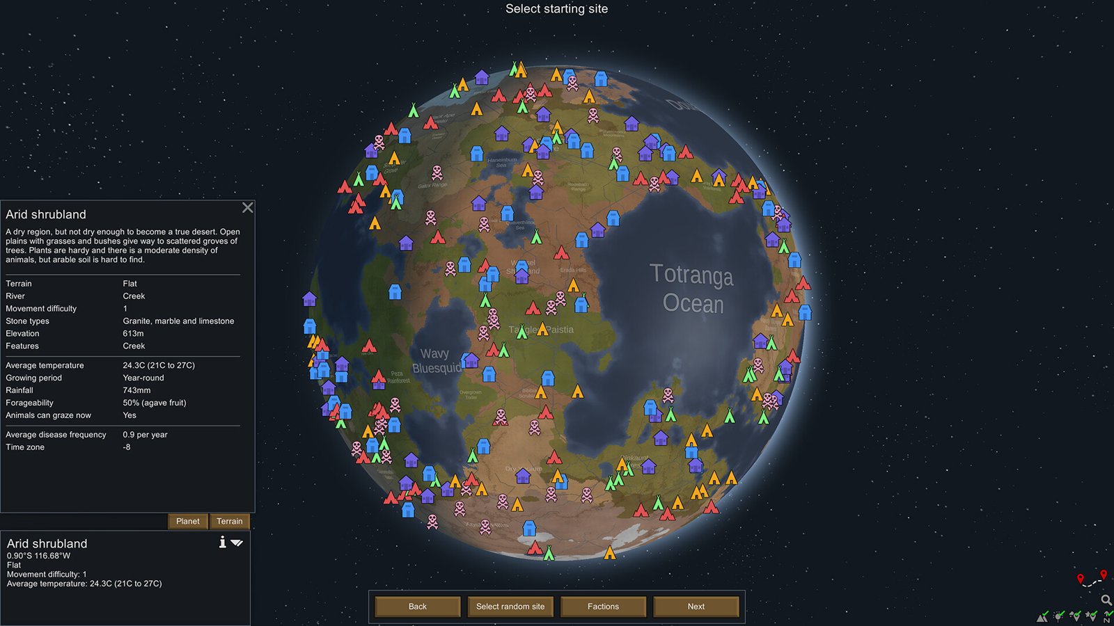 Picking a landing site on a fresh planet
